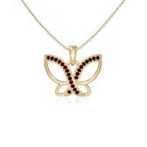 natural garnet butterfly necklaces in yellow gold vermeil